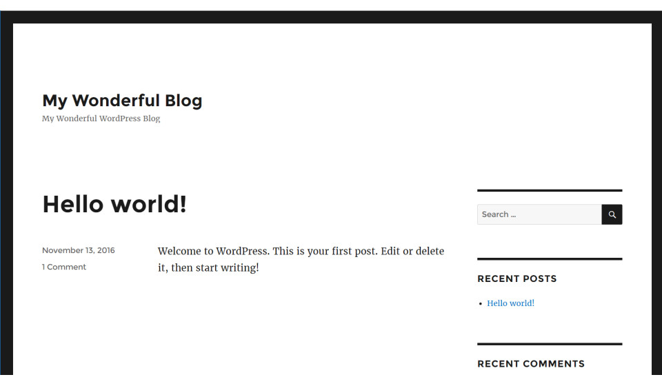 First WordPress Page When Viewing As Visitor