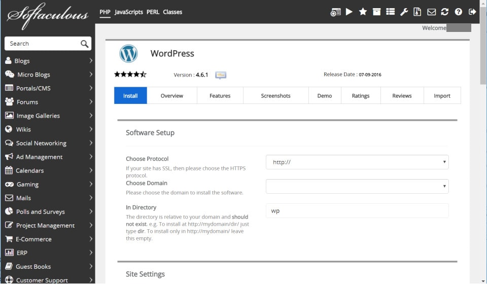 Wordpress Setup Page Pre-Installation